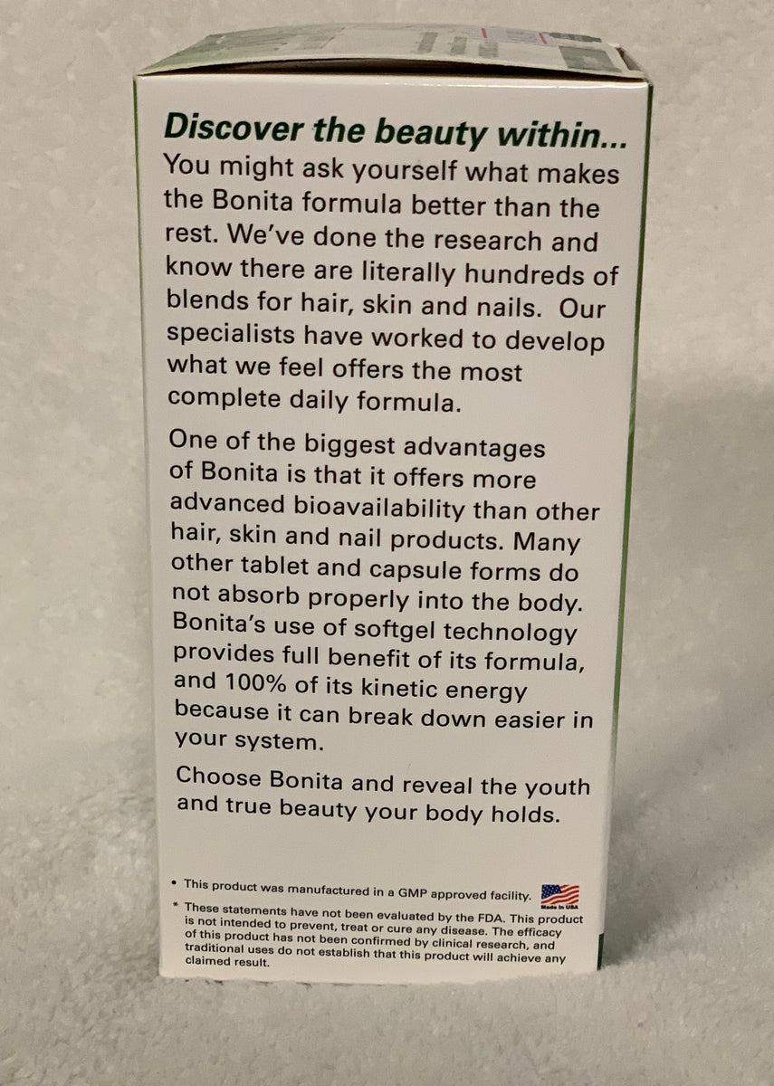 BONITA Hair Skin & Nails Once Daily Natural Energy Nutrition Center
